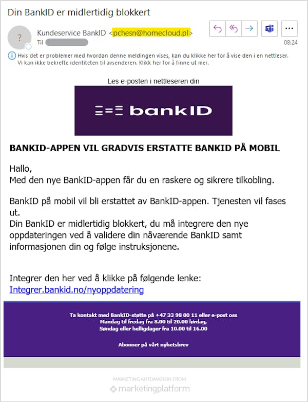 Bilete - Åtvaring Svindel BankID